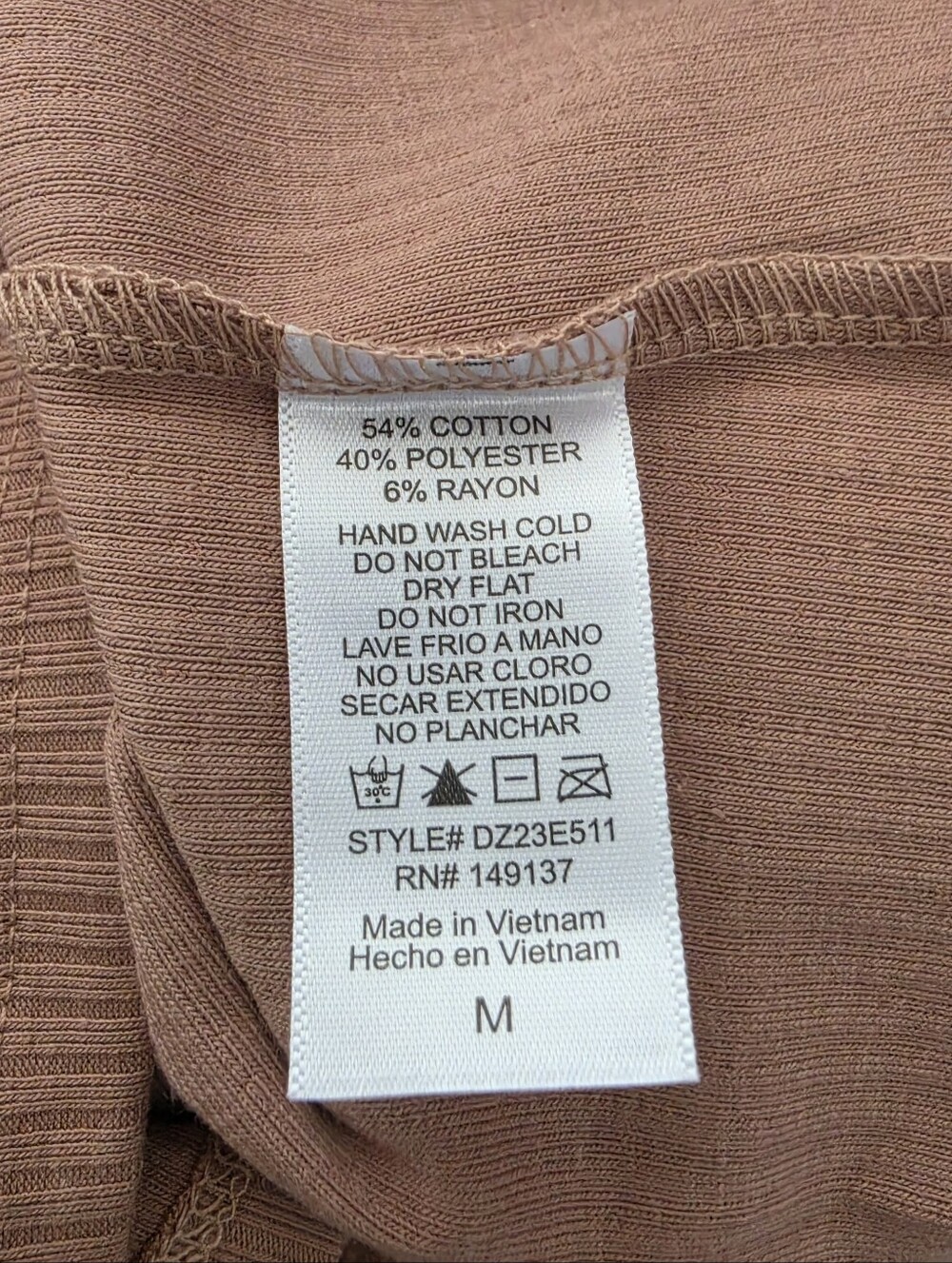 Double Zero One-Shoulder Ribbed Tank In Choco Milk - Size M - Picture 3 of 3